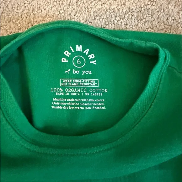 Primary Green and Blue Kids Unisex Pajama Sets (2) 100% Organic Cotton - Size 6 - Picture 4 of 10